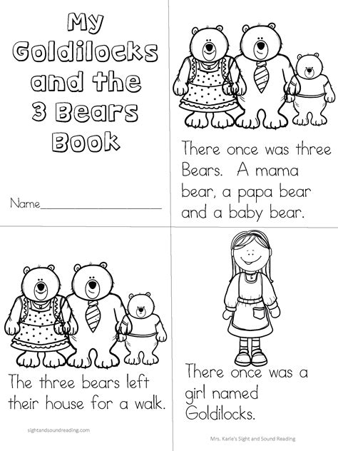 Goldilocks And The Three Bears Printable Booklet
